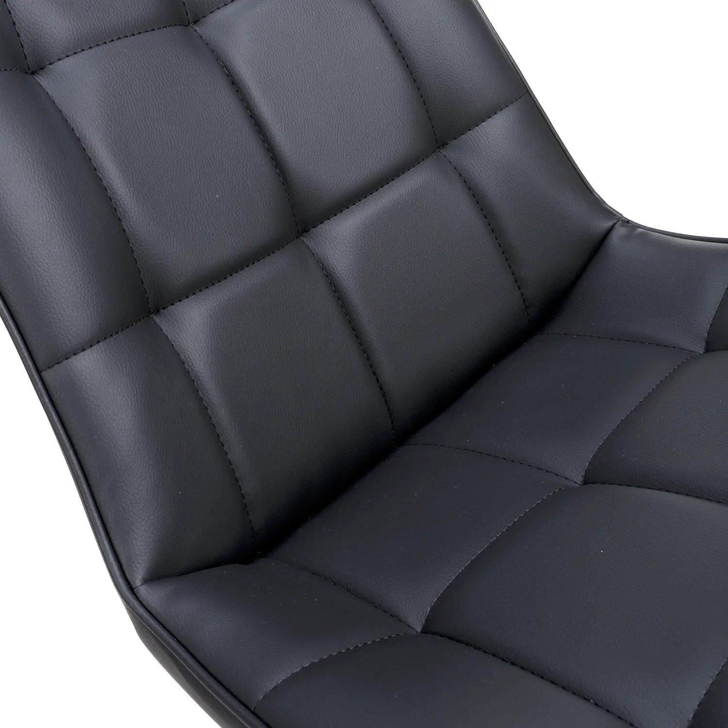 Chic Black Leather Swivel Set of 4 Dining Chairs