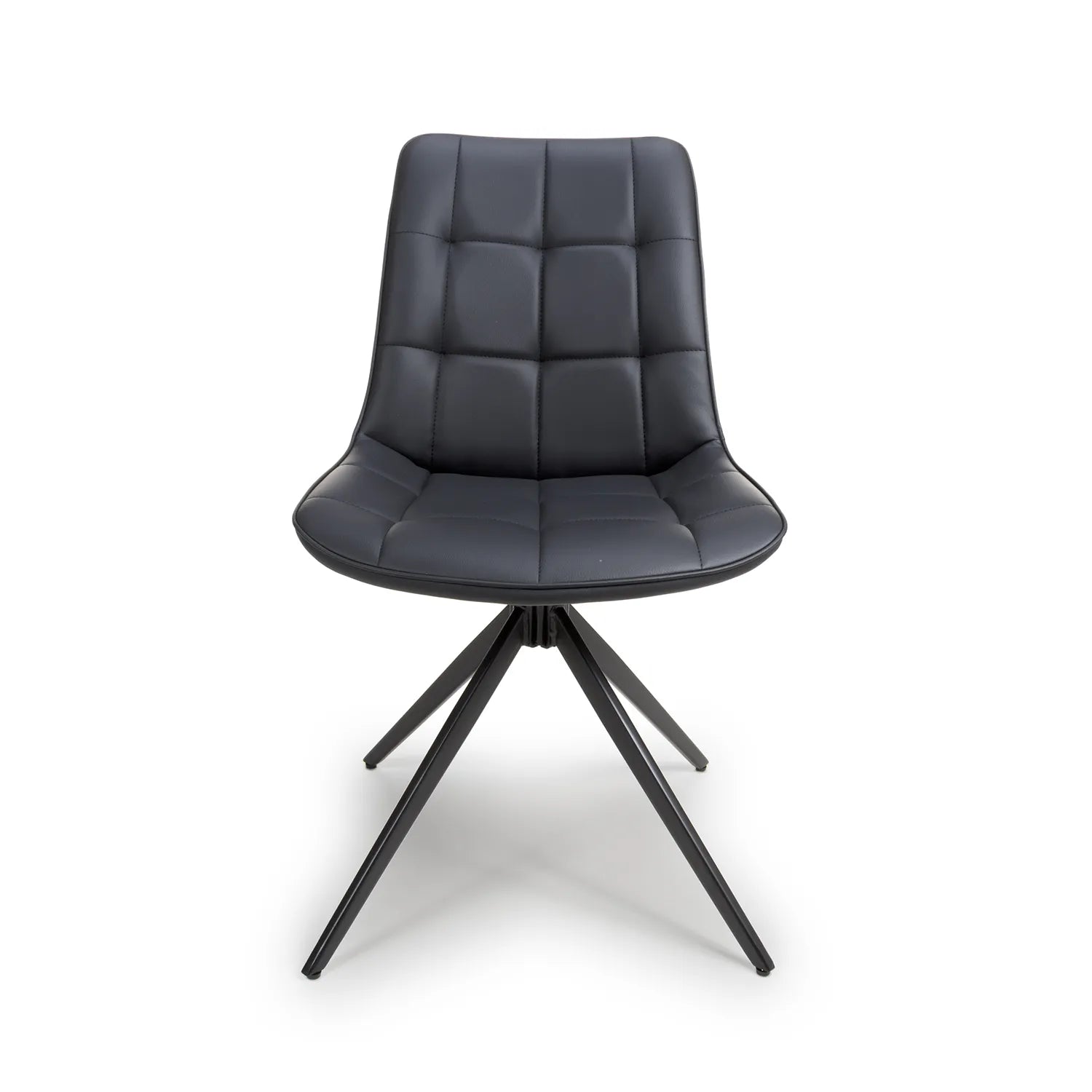 Chic Black Leather Swivel Set of 4 Dining Chairs