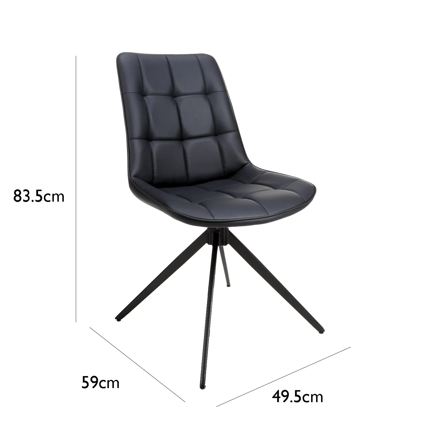 Chic Black Leather Swivel Set of 4 Dining Chairs