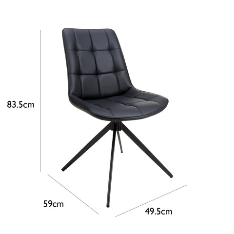 Chico Black Leather Dining Chairs - Dimensions