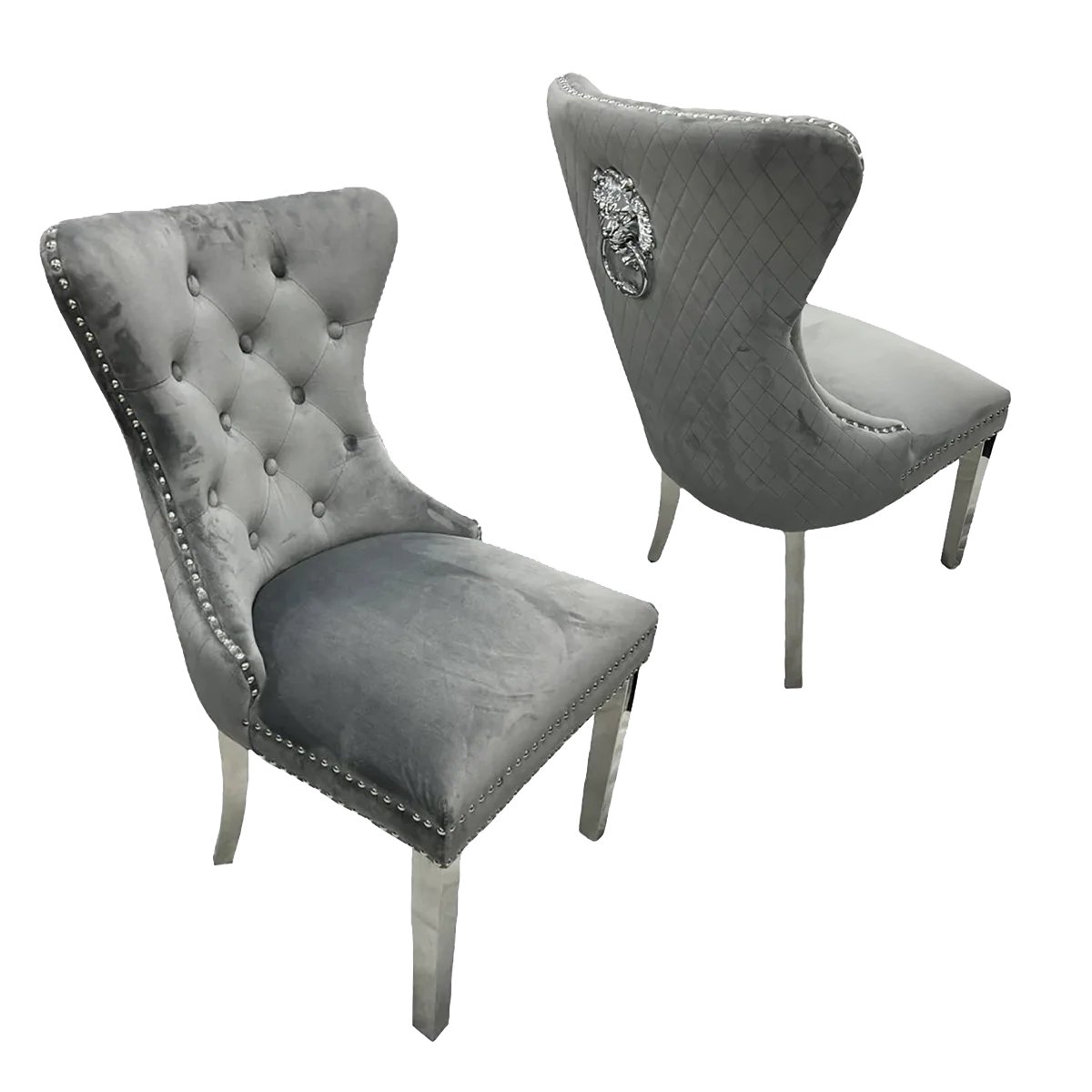 Chorley Lion Knocker Back Dark Grey Dining Chairs - Set of 4