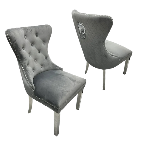 Chorley Lion Knocker Back Dark Grey Dining Chairs - Set of 4