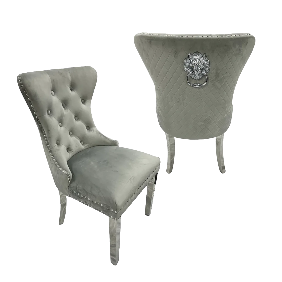 Chorley Lion Knocker back Light Grey Dining Chairs - Set of 4