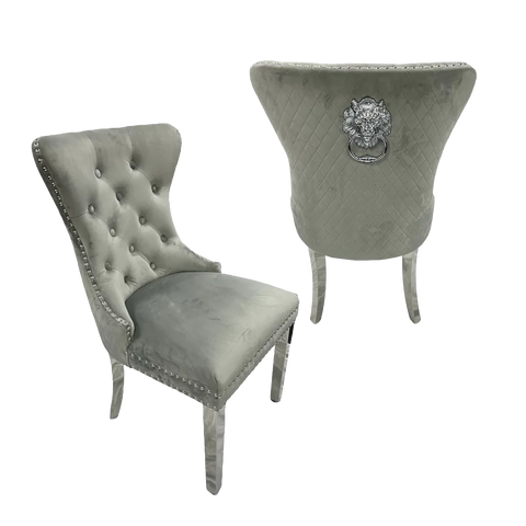 Chorley Lion Knocker back Light Grey Dining Chairs - Set of 4