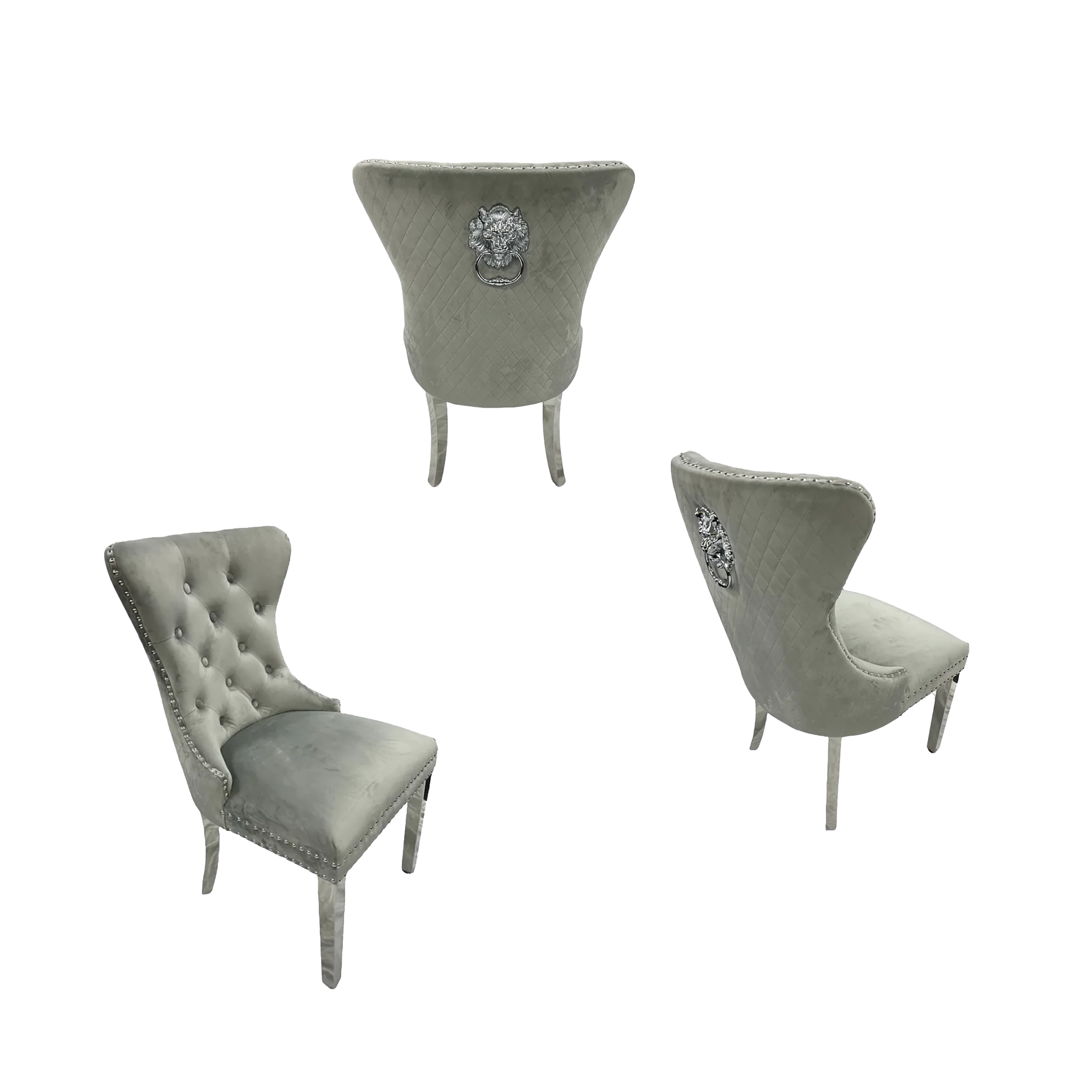 Chorley Lion Knocker back Light Grey Dining Chairs - Set of 4