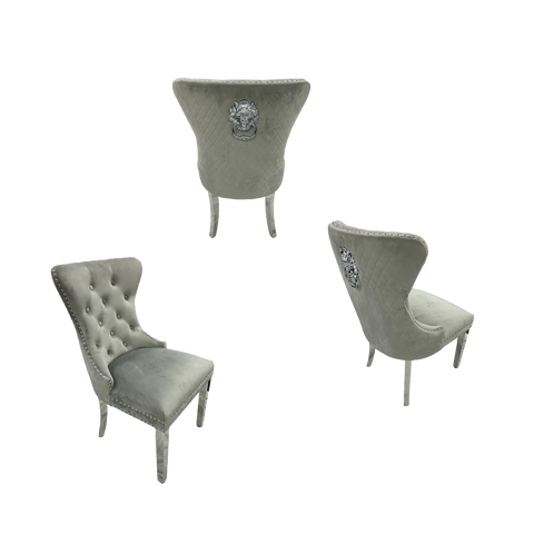 Chorley Lion Knocker back Light Grey Dining Chairs - Set of 4