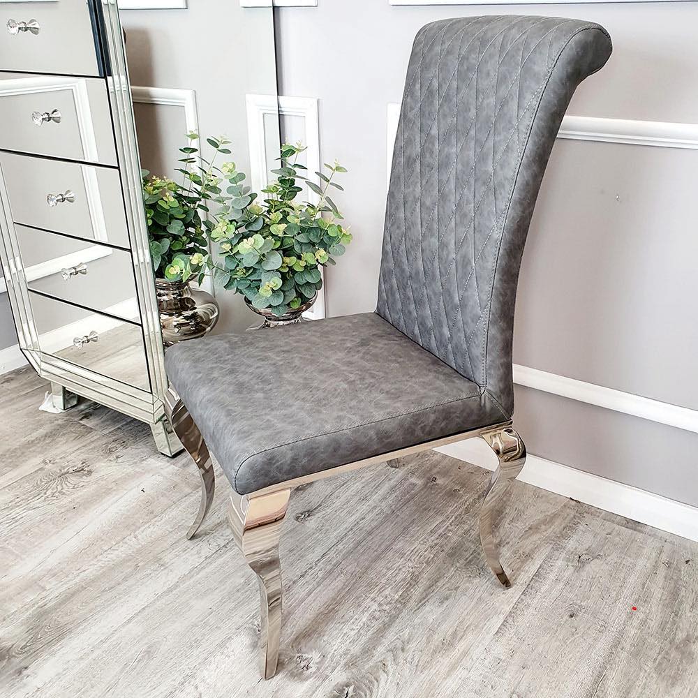 Bentley Grey Marble Dining Table with Nicole Chairs