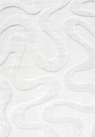 Cleo Modern Textured Curved Line Cream Rug - Main Image