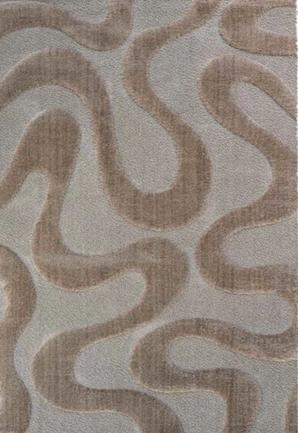 Cleo Modern Textured Curved Line Cream Rug - Main Image