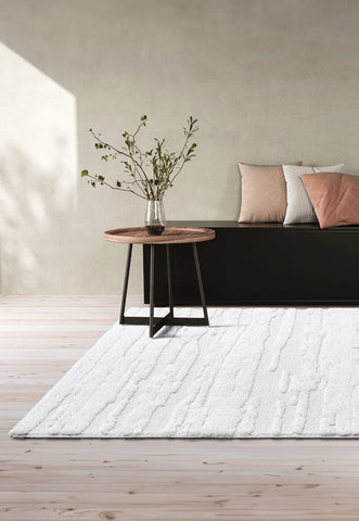 Cleo Modern Abstract Textured Grey Rug, also available in Cream and Mink - Lifestyle Image