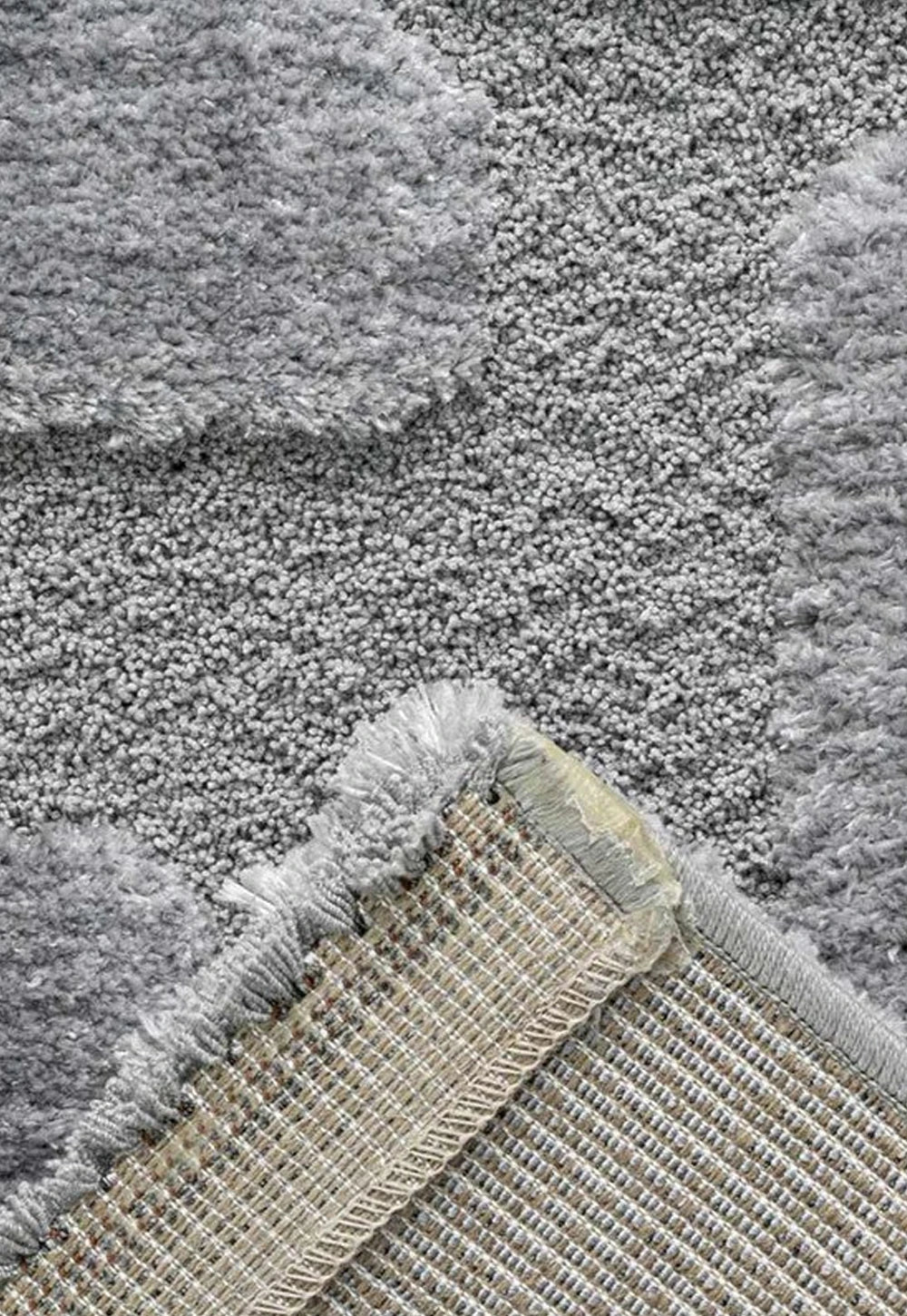 Cleo Grey Textured Abstract Rug - Reverse of Rug