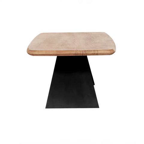 Lucio Coffee table, Acacia Wood Top with Black Angular Base. Matching Furniture Available - Image of Side of Coffee Table 