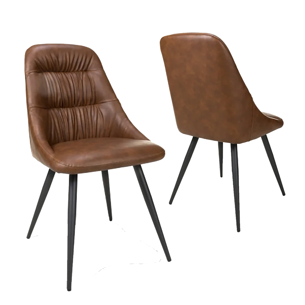Corinth Leather Effect Tan Dining Chair - Set of 4