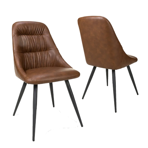 Corinth Leather Effect Tan Dining Chair - Set of 4