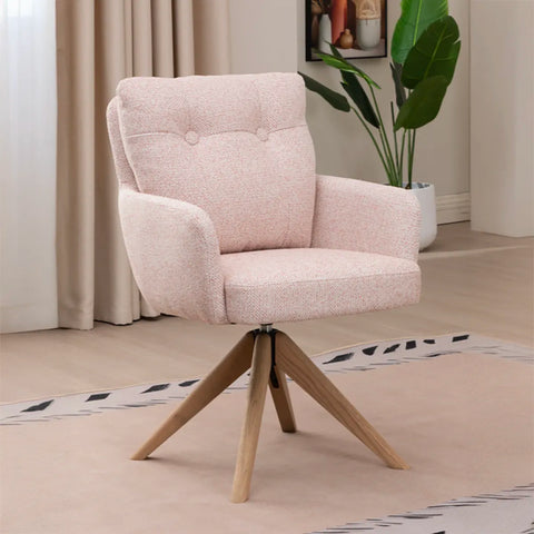 Cotswold Blush Pink Fabric Swivel Dining Armchairs – Set of 4