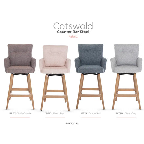 Cotswold Fabric Upholstered Counter Stools – Set of 2