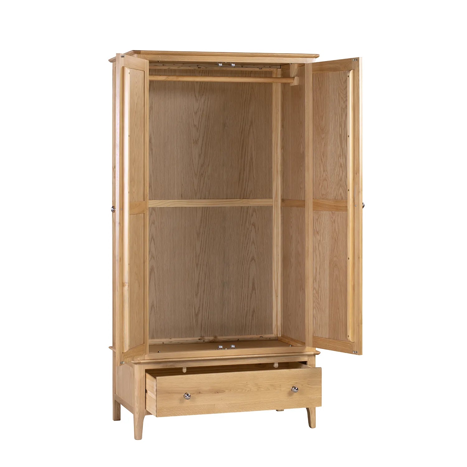 Cotswold Solid Oak 2 Door 1 Drawer Gents Wardrobe