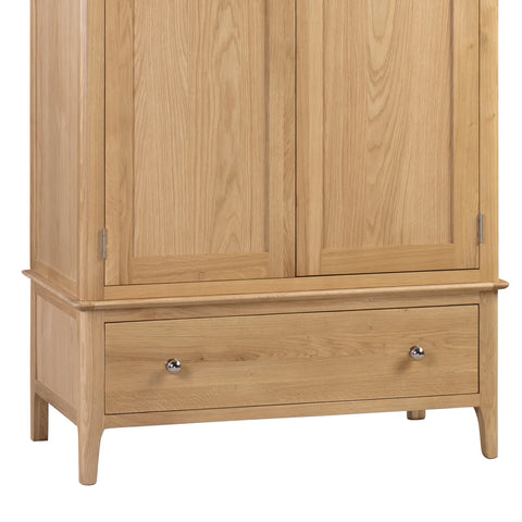 Cotswold Solid Oak 2 Door 1 Drawer Gents Wardrobe