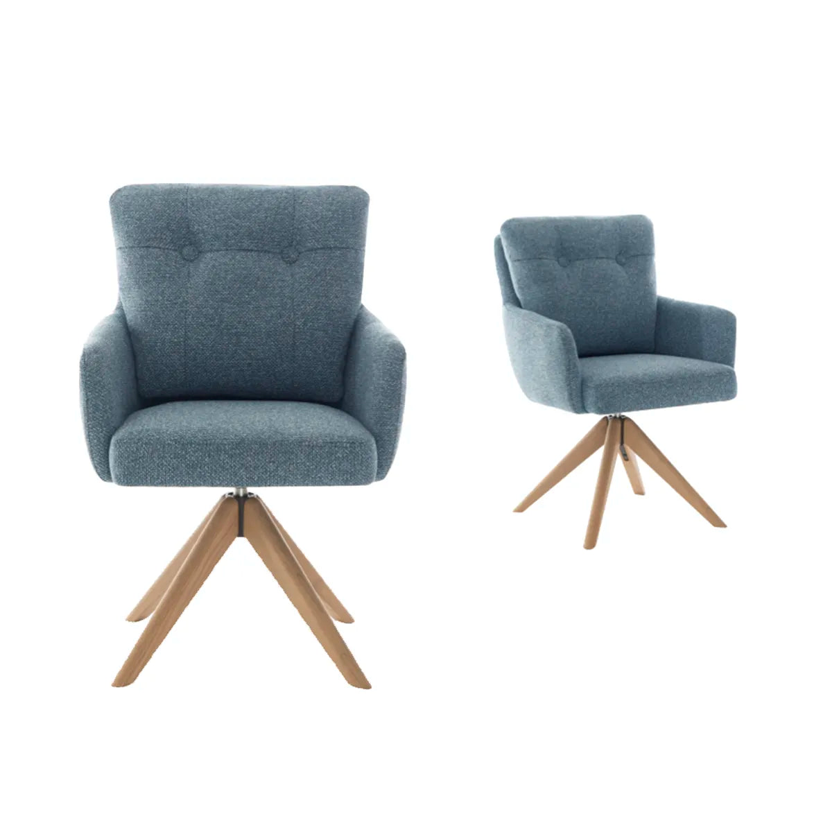 Cotswold Storm Teal Fabric Swivel Dining Armchairs – Set of 4