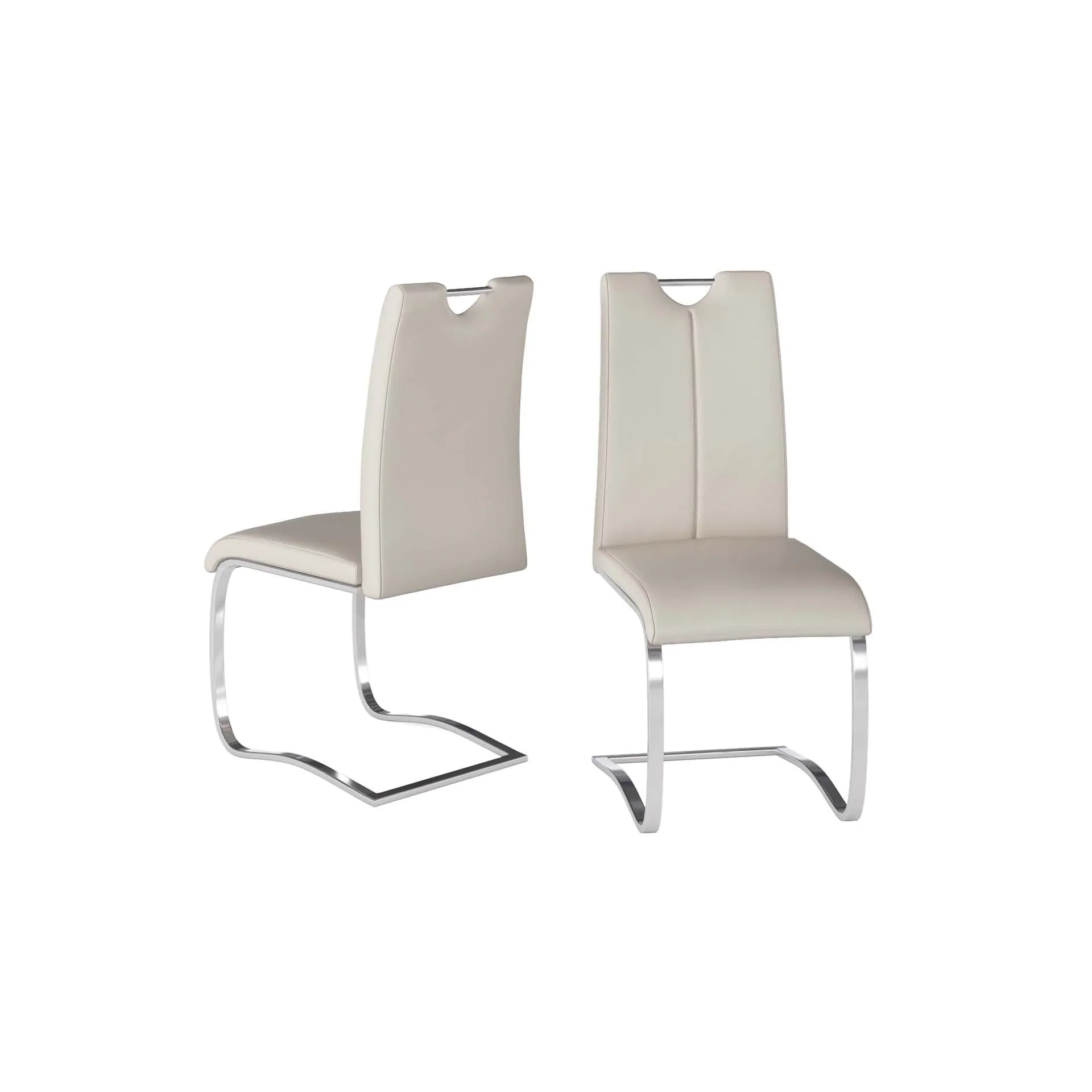 Set of 4 Bianco Faux Leather Cream Dining Chairs