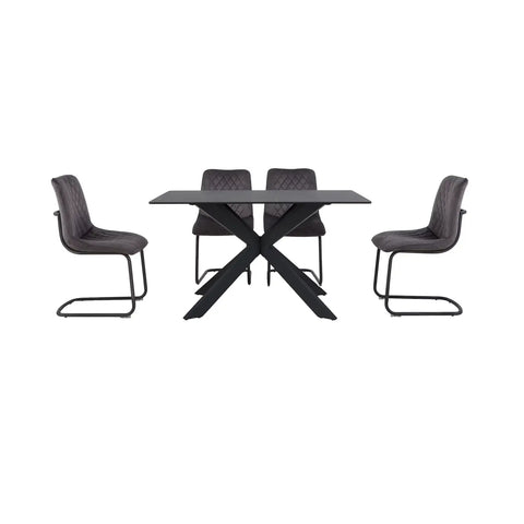 Creed Small Table and 4 Chairs Dining Set, Black ceramic top 4 seater Dining Table With Chairs - Main Image