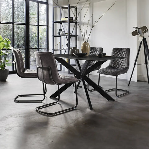 Creed Small Table and 4 Chairs Dining Set, Black ceramic top 4 seater Dining Table With Chairs - Lifestyle Image 