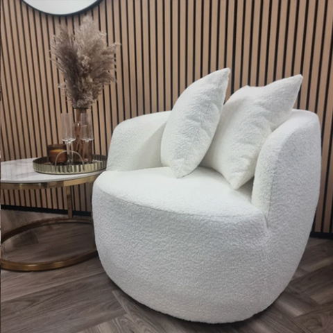 Boucle Teddy Cream Curved Boucle Accent Chair