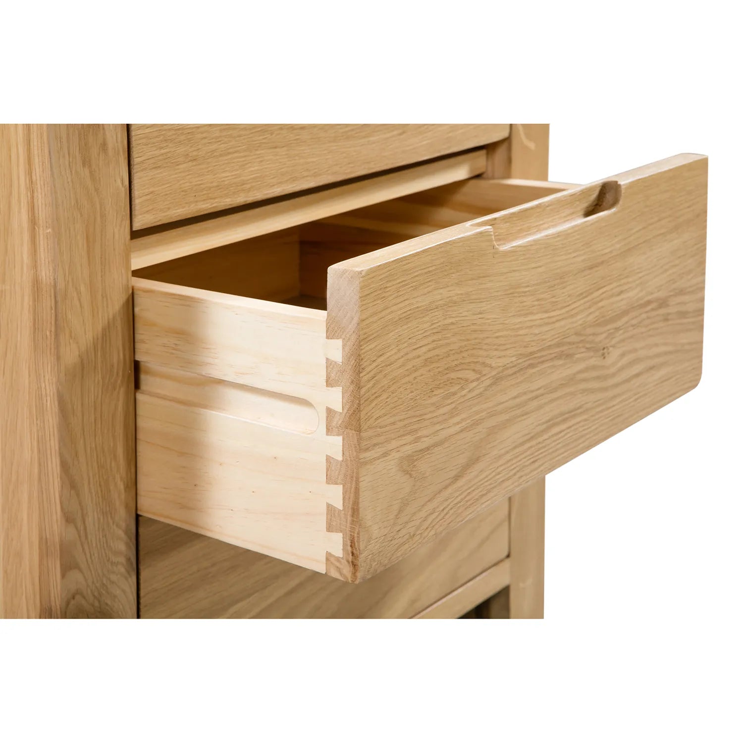 Carve Solid White Oak and Oak Veneer 3 Drawer Bedside