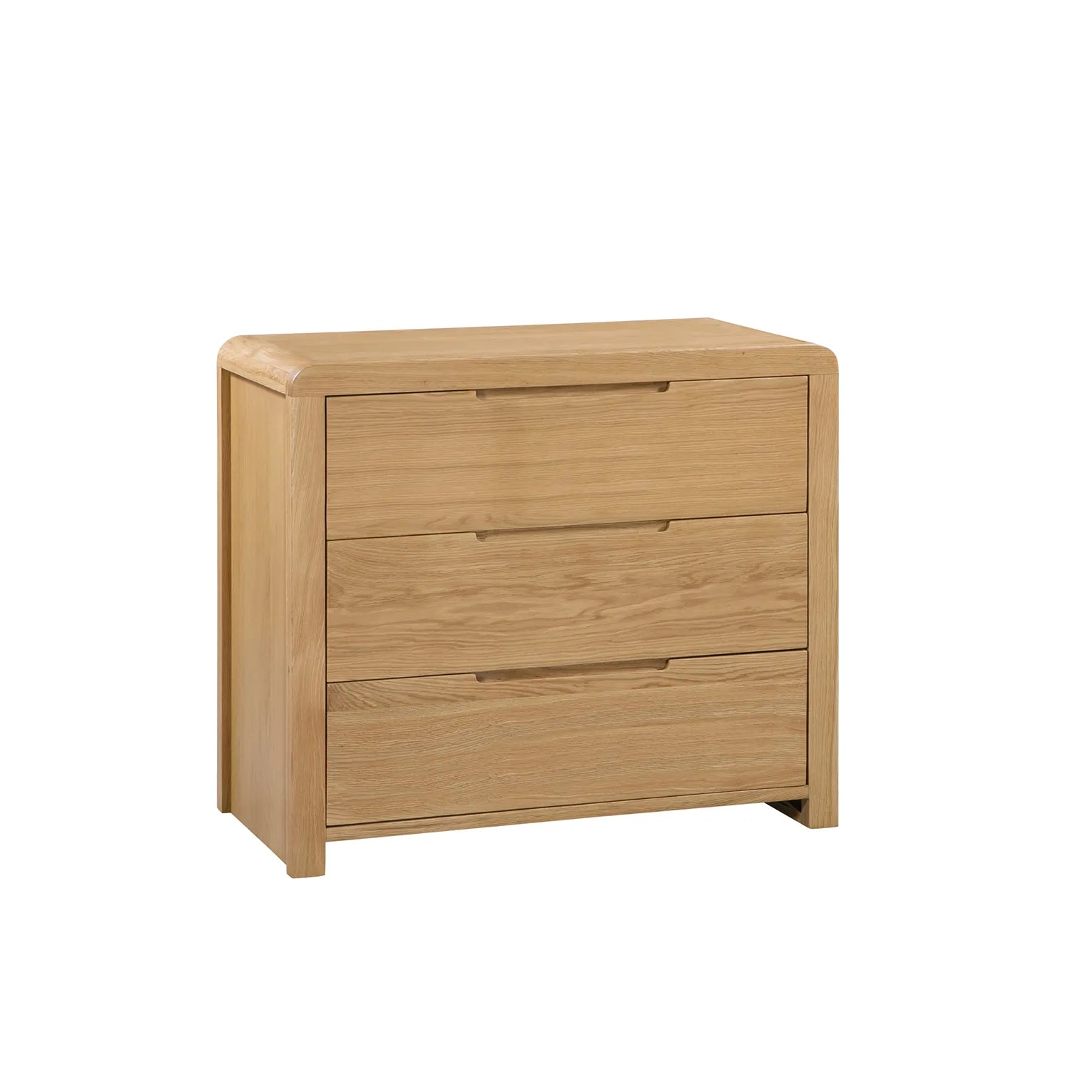 Carve Small Solid White Oak and Oak Veneer 3 Drawer Chest