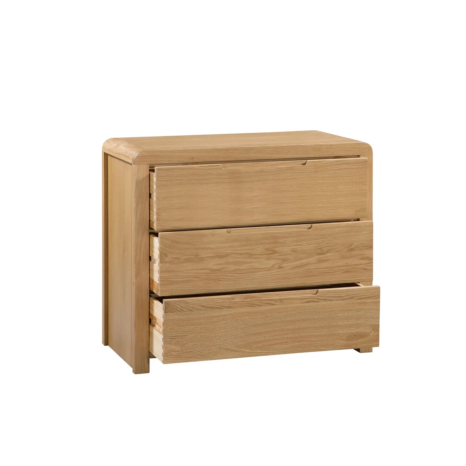 Carve Small Solid White Oak and Oak Veneer 3 Drawer Chest