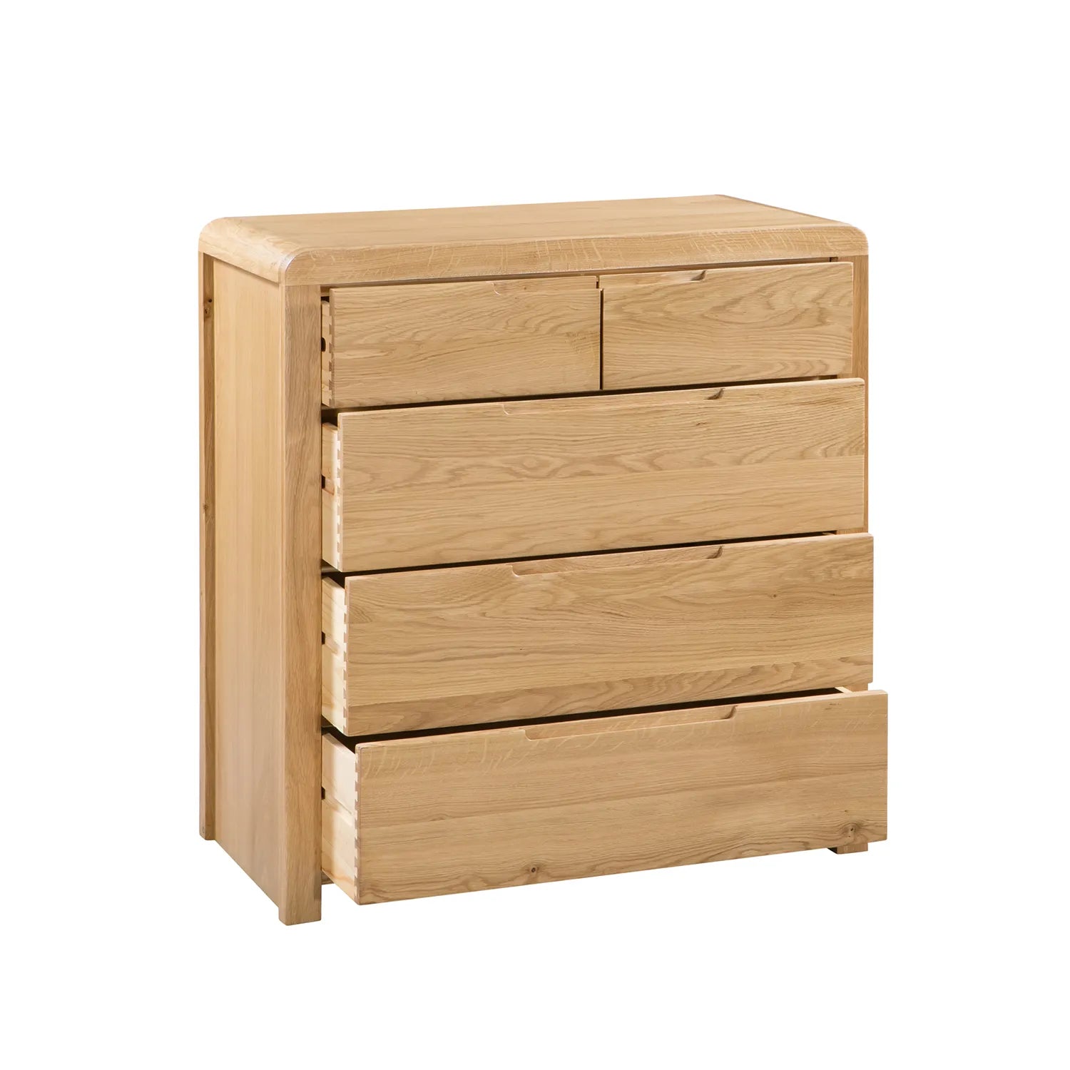 Carve Solid White Oak and Oak Veneer 3+2 Drawer Chest