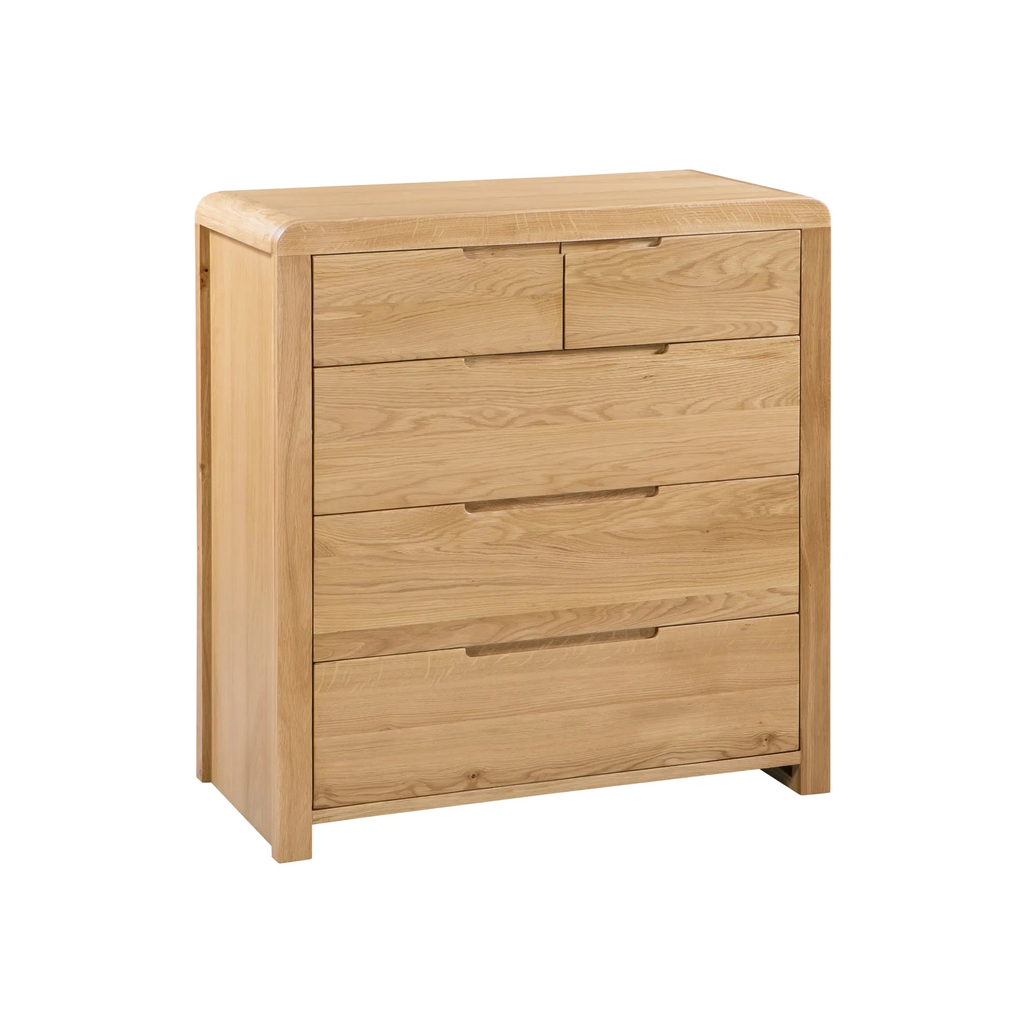 Carve Solid White Oak and Oak Veneer 3+2 Drawer Chest