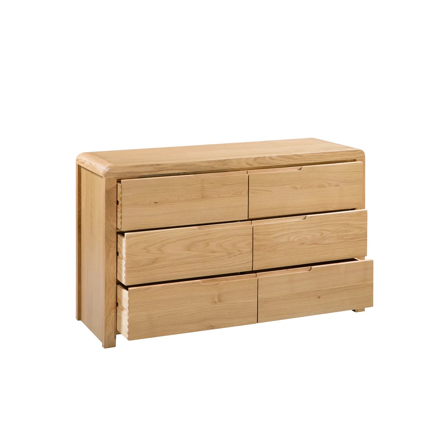 Carve Solid White Oak and Oak Veneer 6 Drawer Chest