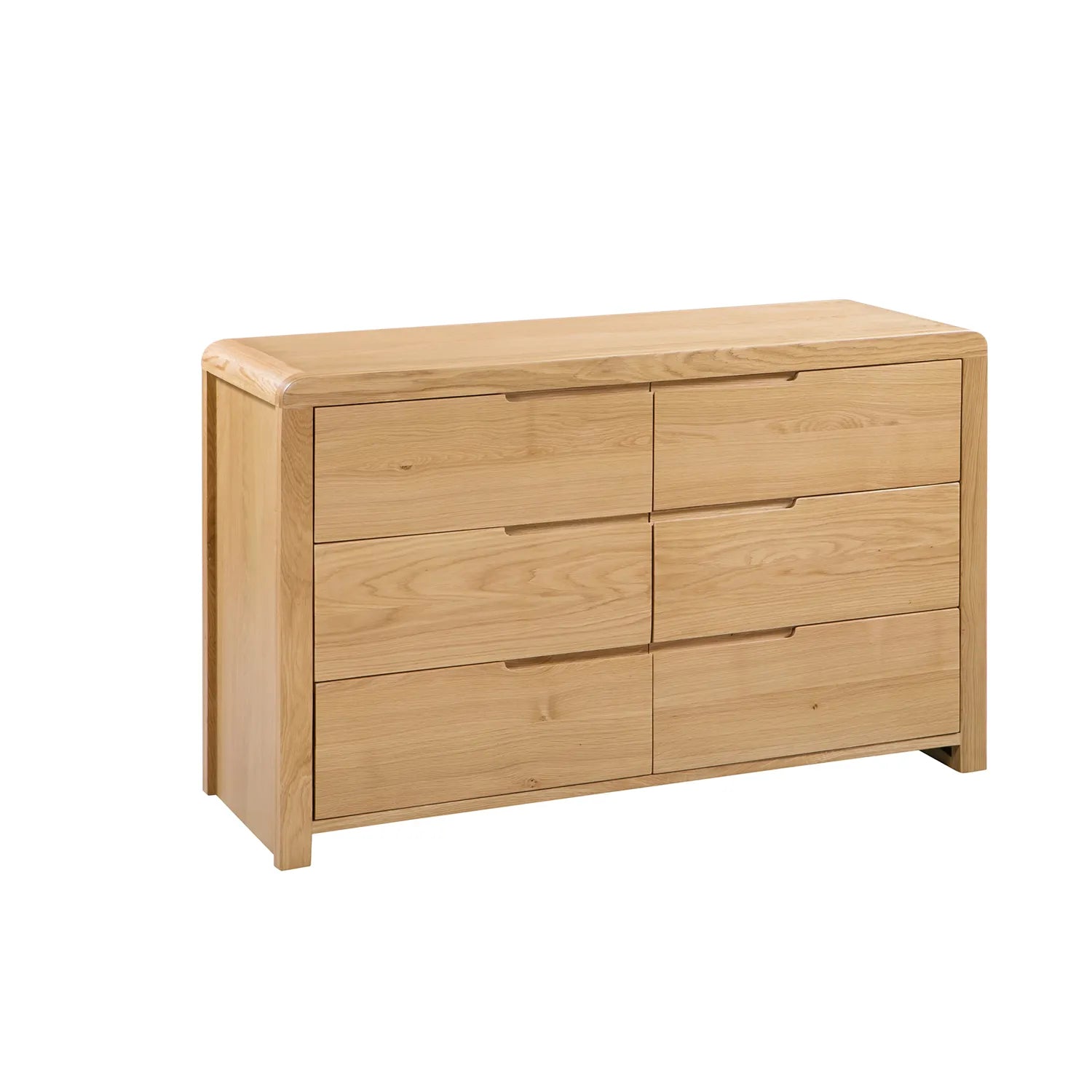 Carve Solid White Oak and Oak Veneer 6 Drawer Chest