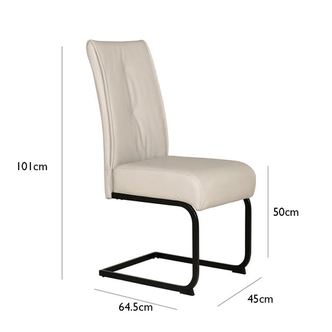 Delta Natural Dining Chairs with Cantilever Black Legs - Dimensions 