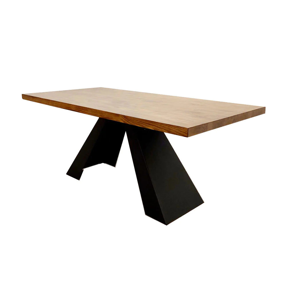 Edmunds Solid Wood Top & Black Pedestal Base Dining Table