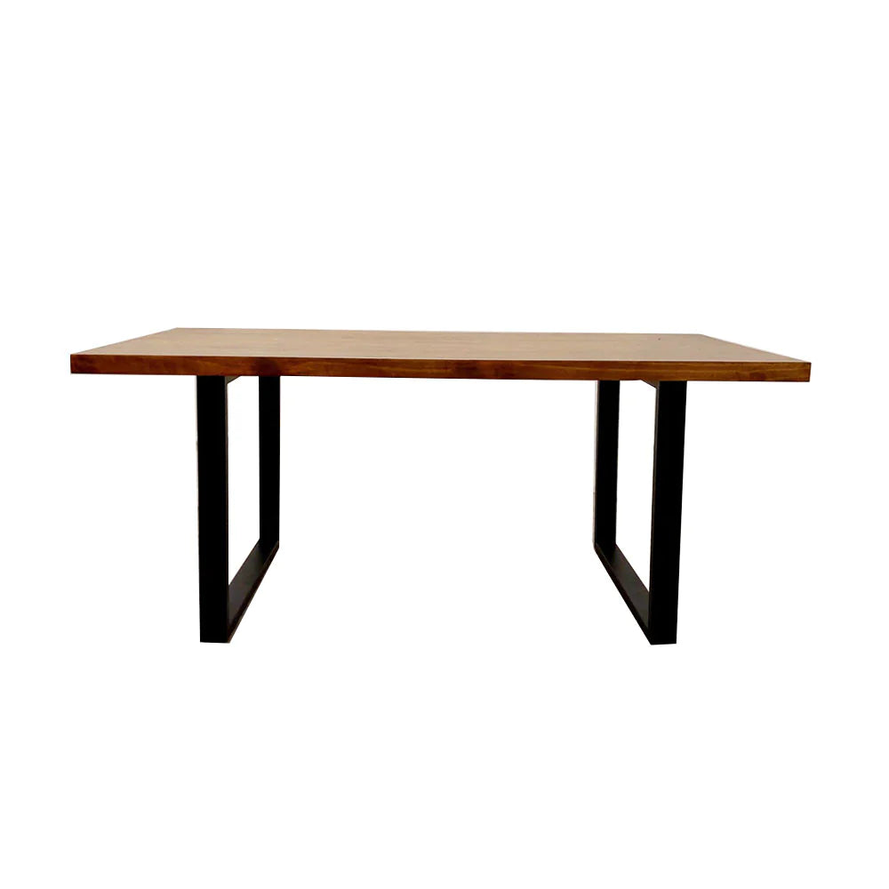 Amelia 1.8m Dining Table Solid Dark Pine wood with Matt Black Metal Legs