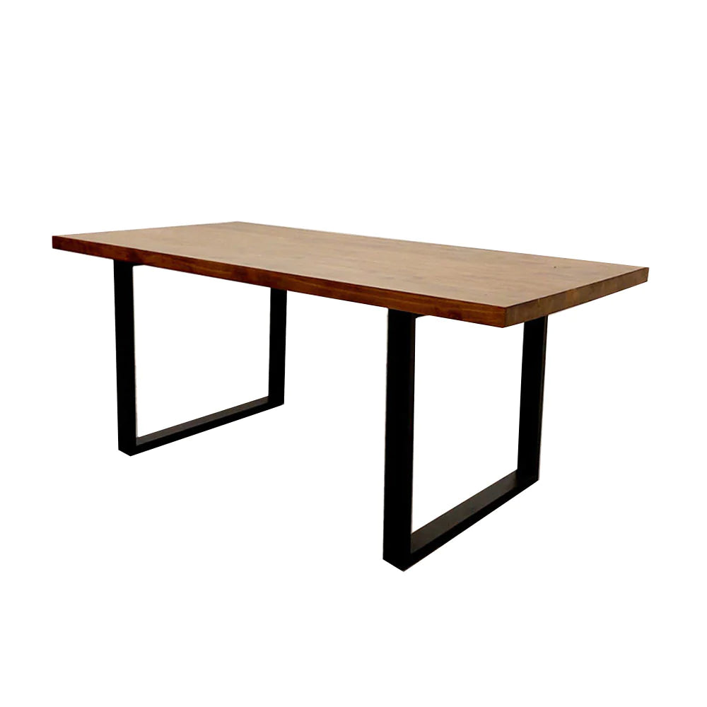 Amelia 1.8m Dining Table Solid Dark Pine wood with Matt Black Metal Legs