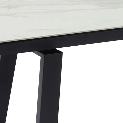 Maxwell White Large Ceramic Extending Dining Table - Black Metal Base