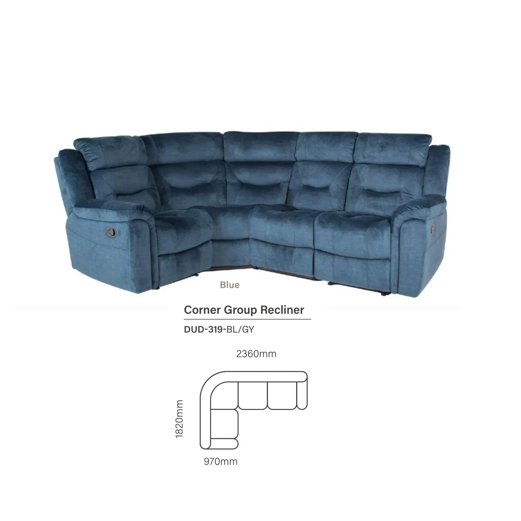 Dudley Fabric Sectional 4 Piece Corner Recliner Sofa