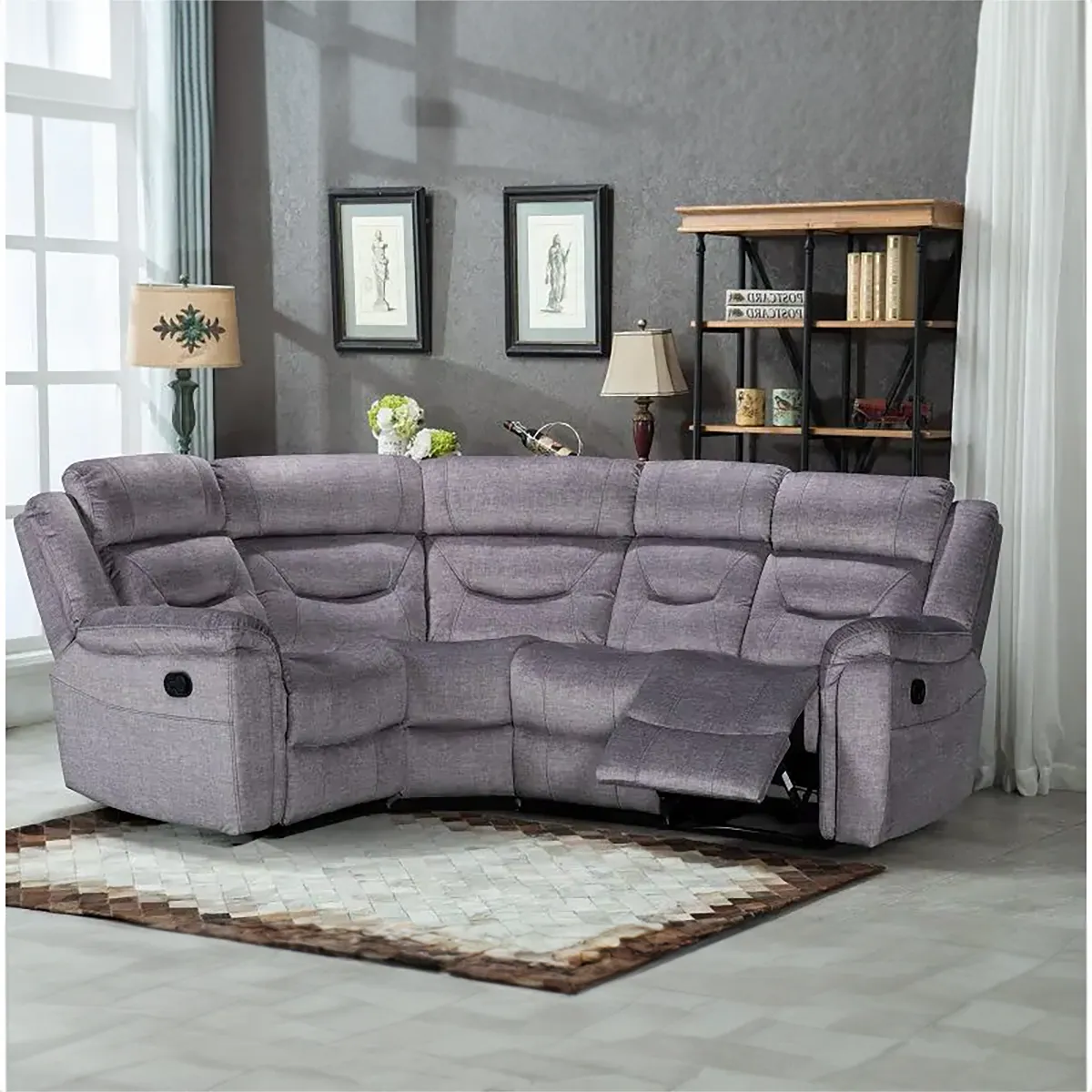 Dudley Fabric Sectional 4 Piece Corner Recliner Sofa