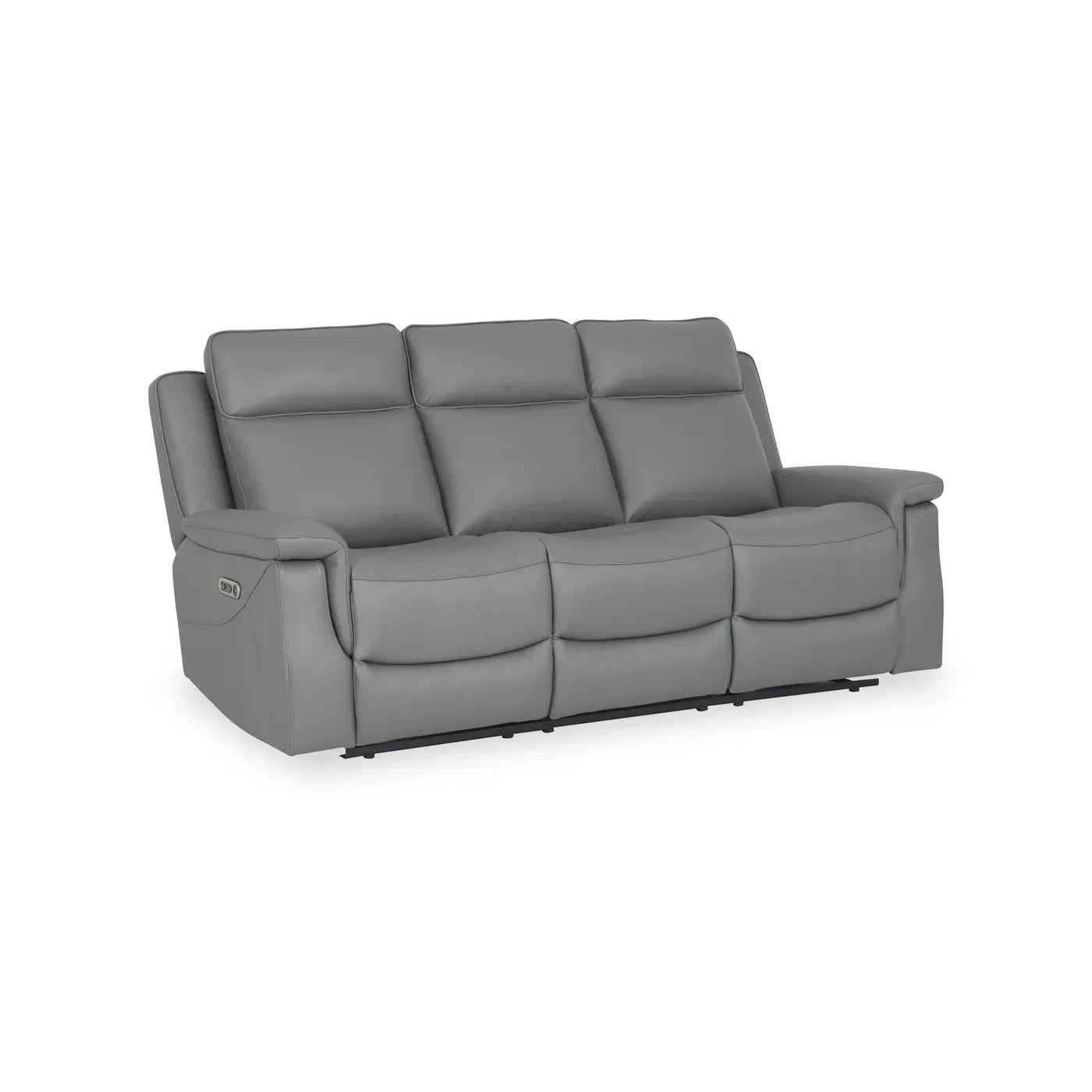 Dallas Grey Leather 3 Seater Power Recliner