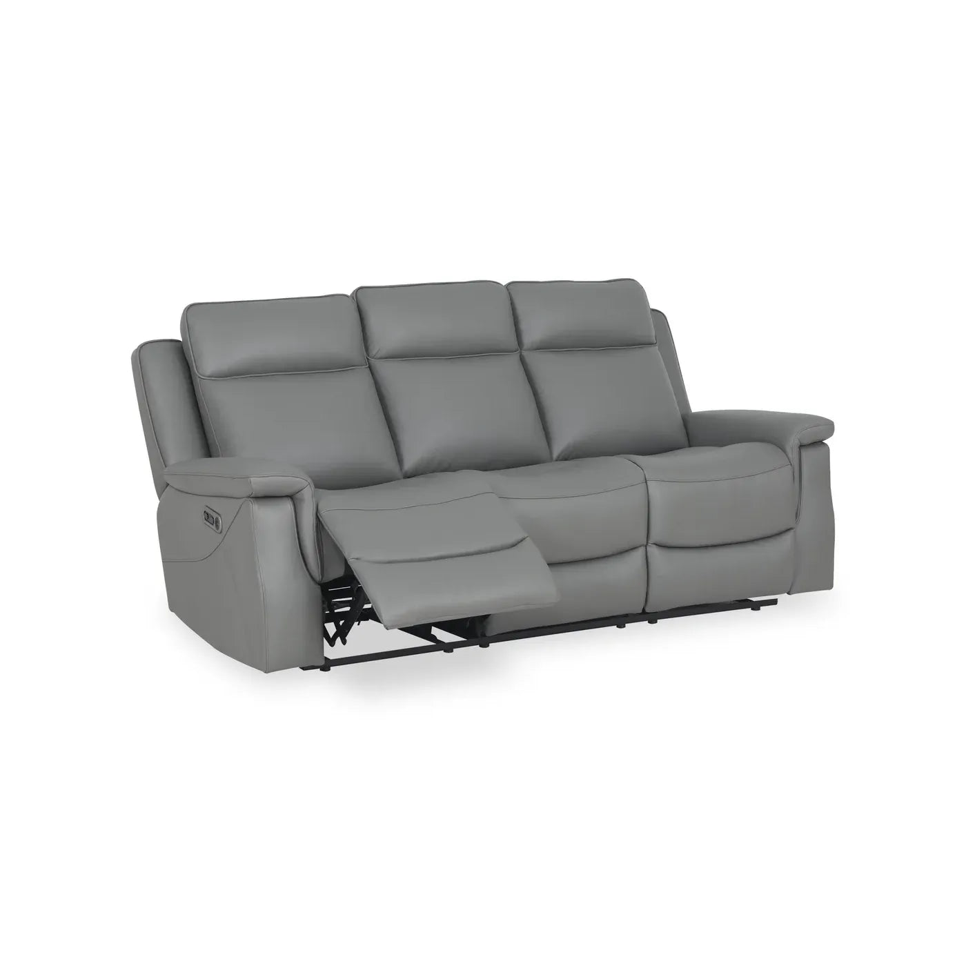 Dallas Grey Leather 3 Seater Power Recliner