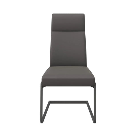 Merlin Faux Leather Grey Dining Chair with Grey Legs, also available in Taupe. Taupe, Grey, Black and White Chairs with Chrome Legs also available-Main-Front-Image