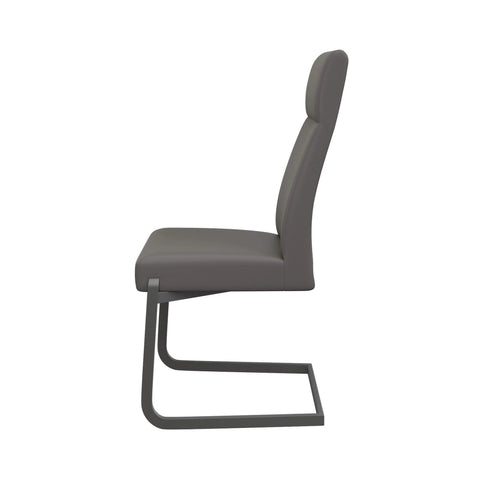 Merlin Faux Leather Grey Dining Chair with Grey Legs, also available in Taupe. Taupe, Grey, Black and White Chairs with Chrome Legs also available-Main-Side-Image