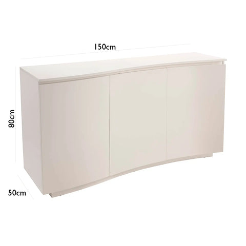 Delta 3 Door Greige Sideboard with LED Light - Dimensions 