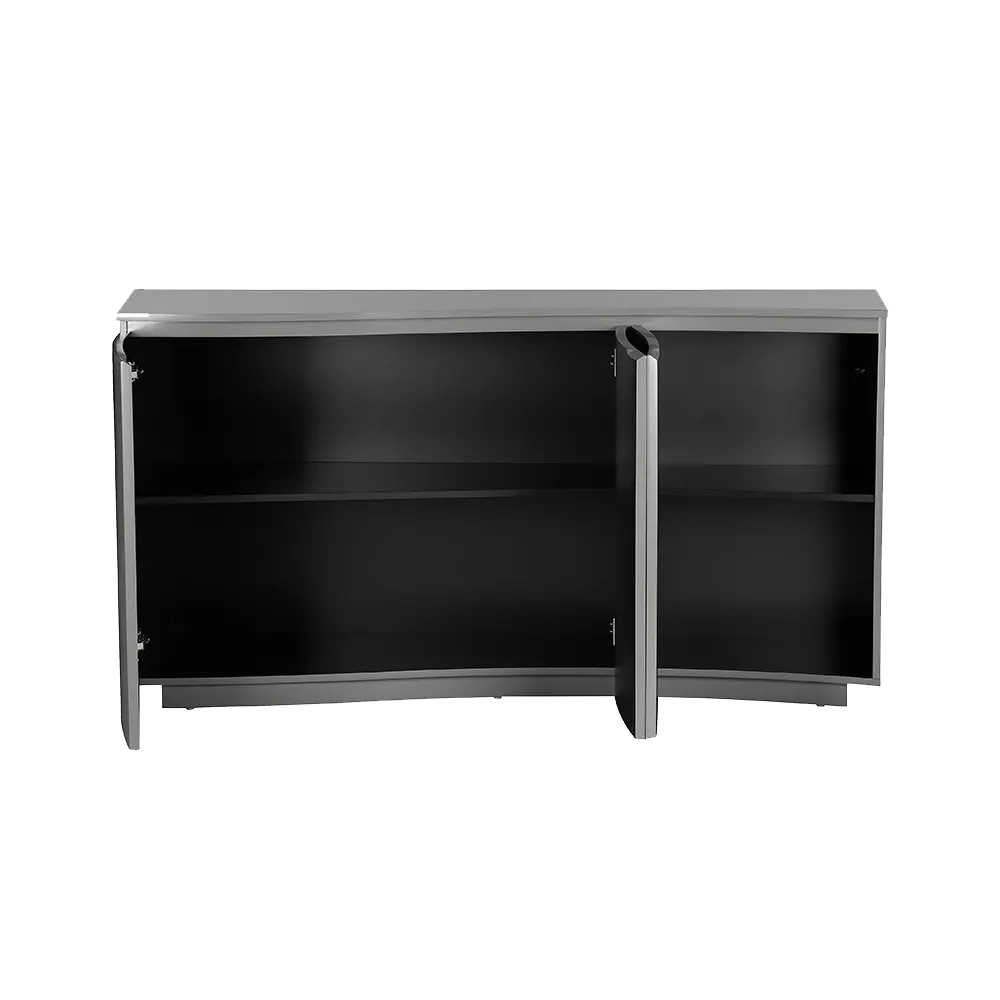 Delta 3 Door Greige Sideboard with LED Light - Open Doors