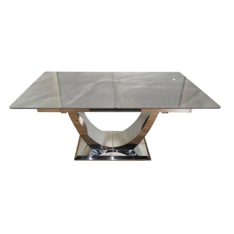 Denver Large High Gloss Grey Extending Ceramic Dining Table