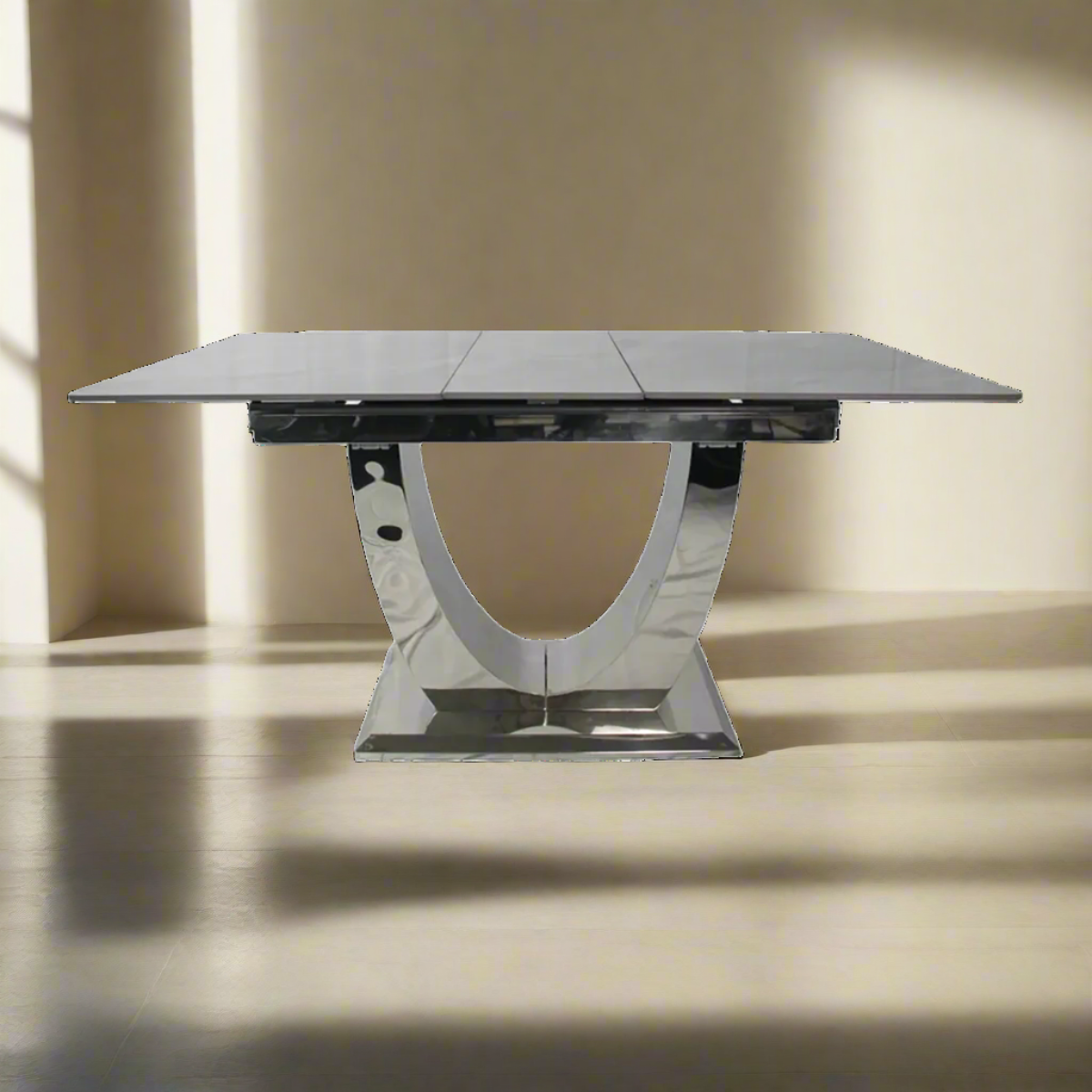 Denver Small High Gloss Grey Extending Ceramic Dining Table