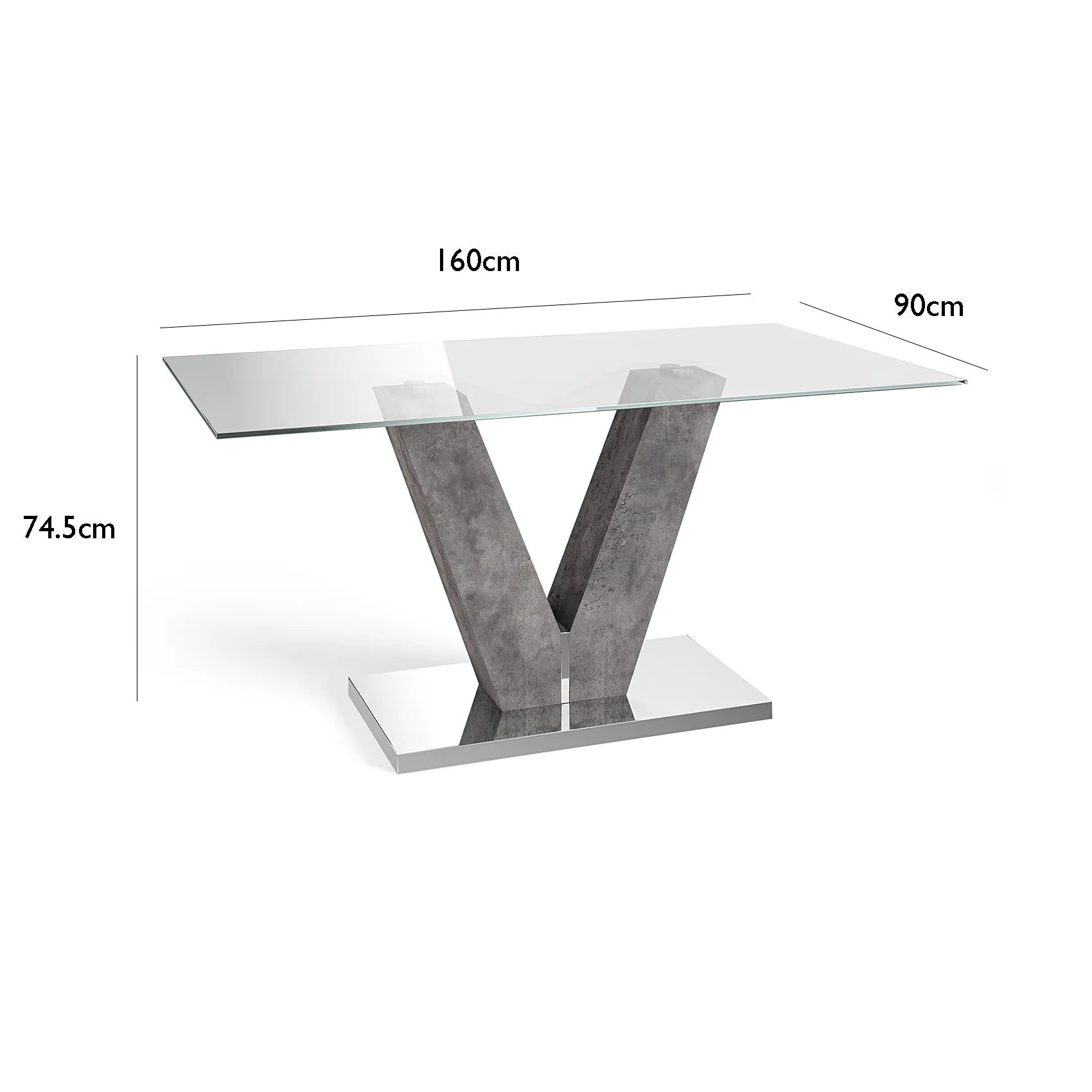 Dolce Rectangle 1.6M Clear Glass Dining Table